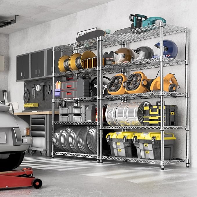 1750 LBS Storage Shelves 5-Tier Utility Shelving Unit Steel Organizer Wire Rack for Home,Kitchen,Office,Garage, Capacity 17.7" D x 47.2" W x 72.3" H