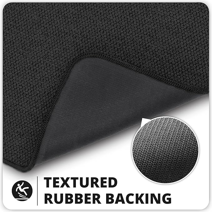 Toilet Rugs U Shaped Bathroom Rug,Machine Washable Non Slip Quick Dry Super Absorbent Ultra Thin Toilet Mats for Bathroom Toilet.Black,1'8"x2'(20x24inch)