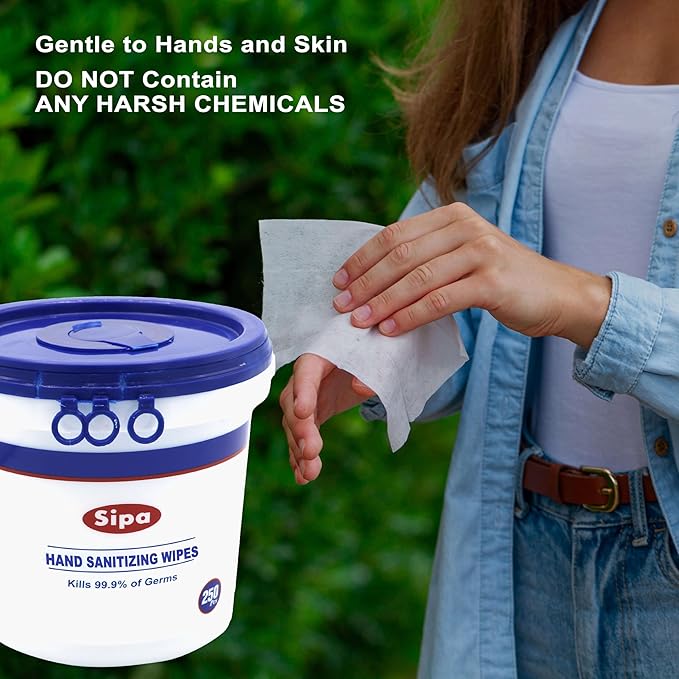 SIPA Hand Sanitizing Wipes 250 WIPES/BUCKET will Refills (2 BUCKETS 6 REFILLS)