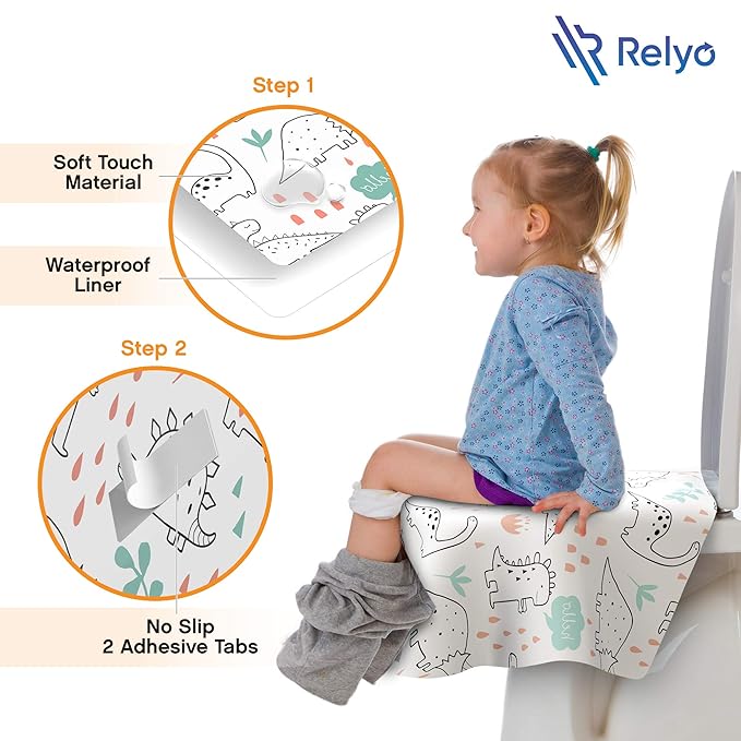 Toilet Seat Covers Disposable - 20 Pack - Waterproof, Ideal for Kids and Adults – Extra Large, Individually Wrapped for Travel, Toddlers Potty Training in Public Restrooms (Dinosaurs, 20)