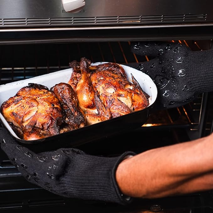 Grill Armor Oven Gloves 932°F Extreme Heat & Cut Resistant Oven Mitts with Fingers for BBQ, Cooking, Grilling, Baking – Accessory for Smoker, Cast Iron, Fire Pit, Camping, Fireplace, Griddle & More