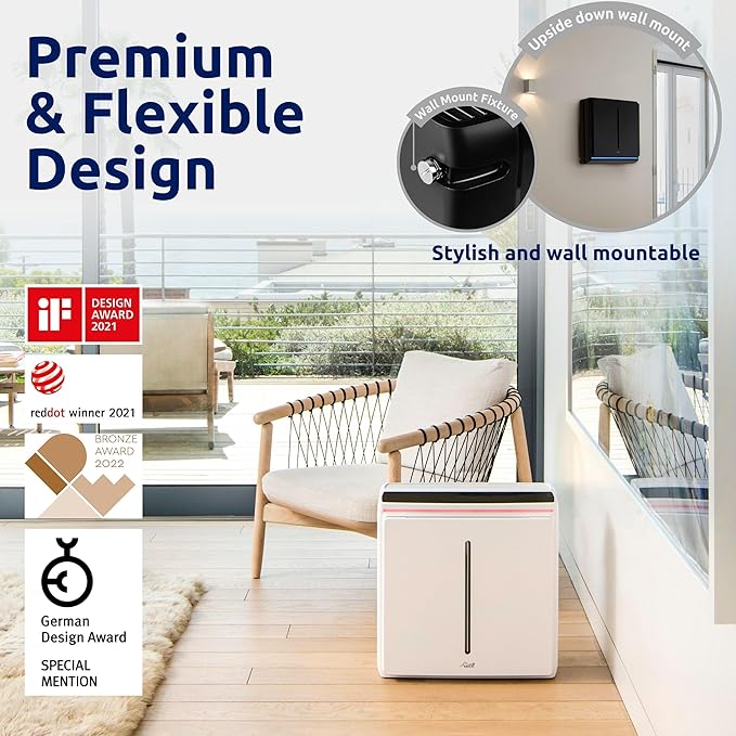 Rabbit Air, A3 SPA-1000N Air Purifiers for Home, Ultra Quiet HEPA Air Purifier - Wall Mountable Air Purifiers for Home Large Room, Allergies, Dust, Mold, Smoke & VOCs - (Black, Pet Allergy Filter)