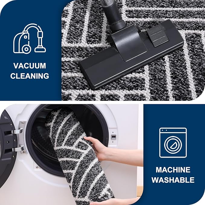 OLANLY Large Indoor Door Mat, 71x47 Inch, Dirt Resistant and Absorbent, Non-Slip Rubber Backing Floor Mats, Easy Clean Low-Profile Doormat for Entryway, Front Door, and Inside Entrance, Black