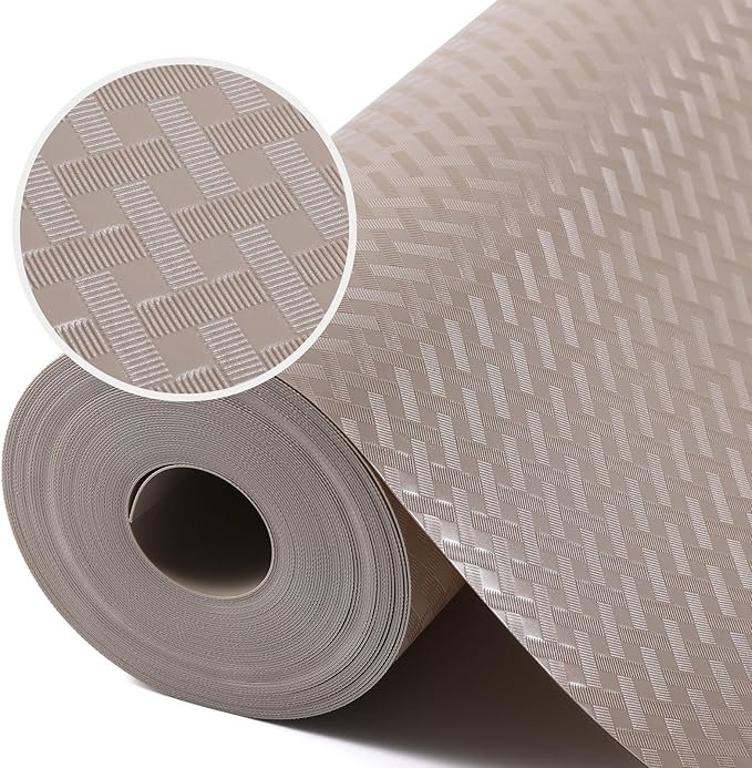 Beige Shelf Liners for Kitchen Cabinets Refrigerator Liners Waterproof & Oil-Proof Kitchen Cupboard Liner Drawer Mats EVA Material Non Adhesive Fridge Liner for Shelves 17.5 x 236.2 Inches