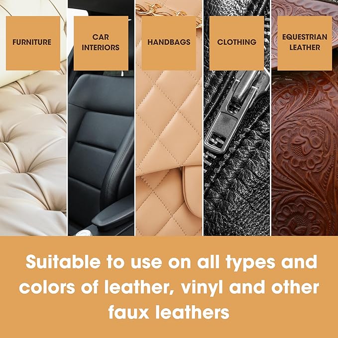Furniture Clinic Large Leather Care Kit | Leather Cleaner + Conditioning Protection Cream for Furniture | Two 17oz Bottles + 1 Sponge & 1 Cloth | Restore Leather Couches, Car Seats, Jackets, & Boots
