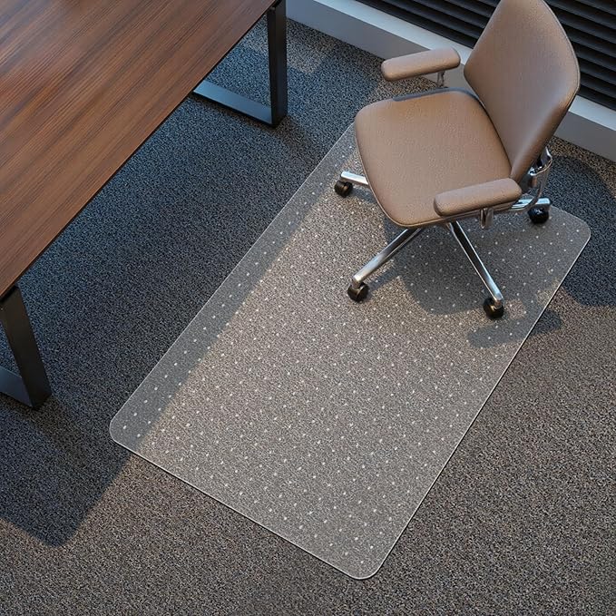 Kuyal Office Chair Mat for Carpet, 32x49 Clear Heavy Duty Computer Chair Mat, Under Desk Protector Carpeted Floors Mat, Easy Chair Movement,Ship Flat