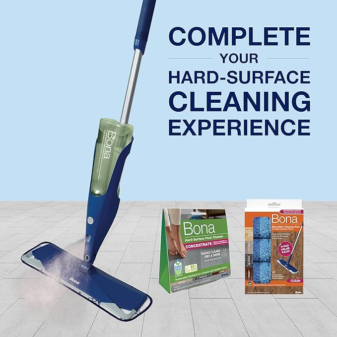 Bona Multi-Surface Floor Premium Spray Mop - Includes Multi-Surface Floor Cleaner Concentrate and Machine Washable Microfiber Cleaning Pad - For Stone, Tile, Laminate and Vinyl LVT/LVP Floors