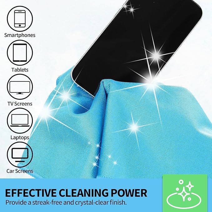 HOMERHYME Microfiber Glass Cleaning Cloth, 6 Pack Window Glass Cleaning Rags, Reusable Lint-Free Streak Free Polishing Cloth Wipes for Stainless Steel, Eyeglasses, Mirrors, Screens & Lenses,16"x14"