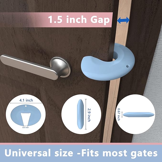 Door Pinch Guard and Door Slam Stopper, Durable Silicone Door Finger Pinch Guard, Prevents Finger Pinch Injuries, Slamming Doors, Door Safety for Kids, 2 Packs Blue Basic.