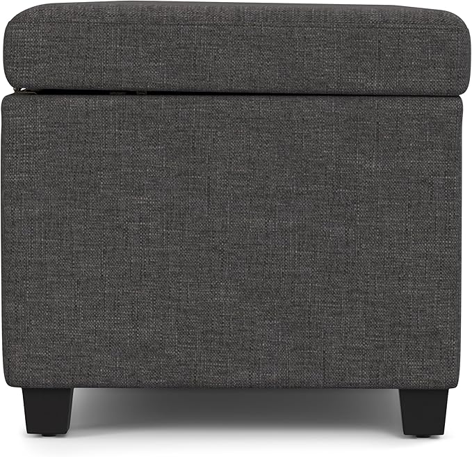 SIMPLIHOME Avalon 54 inch Wide Contemporary Rectangle Extra Large Storage Ottoman Bench in Slate Grey Polyester linen fabric, Assembled, For the Living Room, Entryway and Family Room