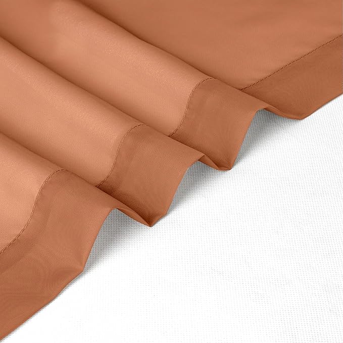 Chyhomenyc Orange Sheer Curtains 36 inch Length 2 Panels, Light Filtering Voile Rod Pocket Short Window Curtians for Bathroom Living Room Farmhouse Small Windows, 42Wx36L inches