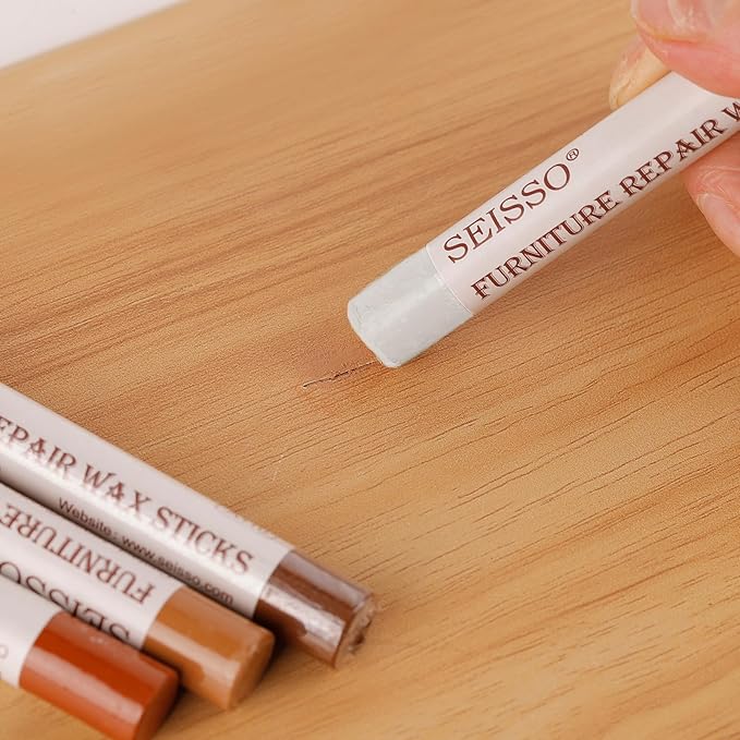 SEISSO Furniture Repair Crayon, 6 Pcs - Wood Filler Sticks, Scratch Repair Wax, Furniture Marking Repair - Scratch, Cracks, Hole, Table, Wood Floor, Guitar, Covering, Instrument Fill Sticks-White