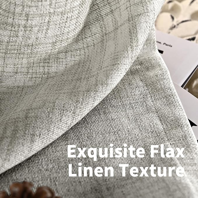 YoungsTex Dark Grey Light Filtering Curtains 84 Inch Length, Linen Drapes Semi Sheer with Rod Pocket Back Tabe for Living Room Bedroom Office Farmhouse Privacy, 52 X 84 Inch, 2 Panels
