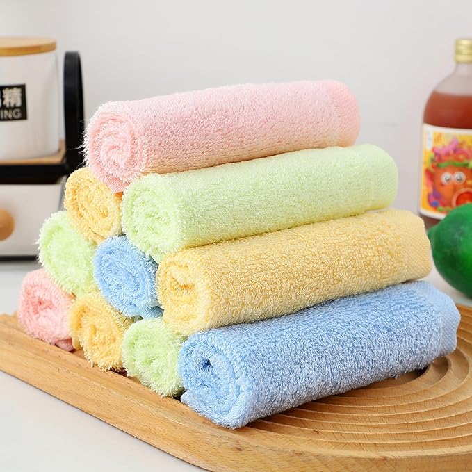 Bamboo Microfiber Cleaning Cloth-8Pcs Kitchen Wash Cloths,Wood Fiber Window Glass Rags,Micro Fiber Cloth for Cleaning Suitable for Dishes,Car Towel Rag Made From Baby Washcloths Material (pink)