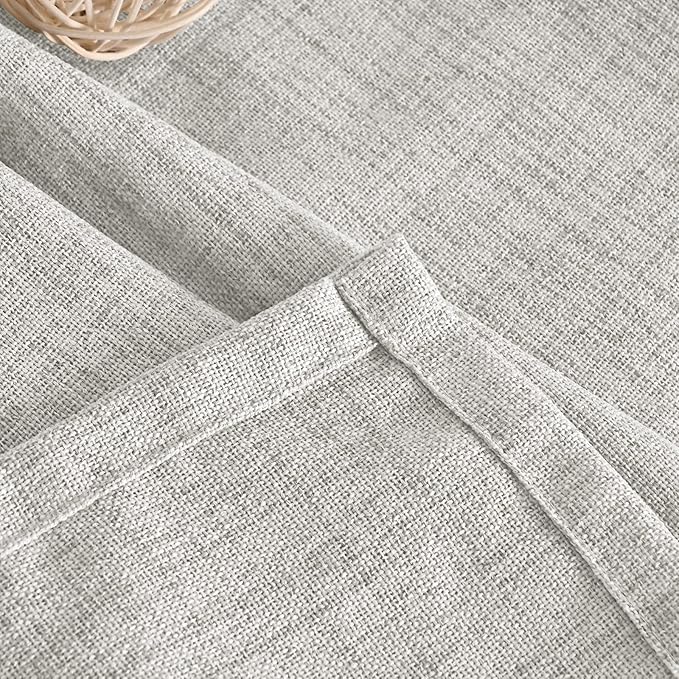 YoungsTex Linen Semi Sheer Curtains 90 Inch Length 2 Panels, Light Grey Light Filtering Window Drapes Privacy with Back Tab for Living Room Bedroom, 40 X 90 Inch