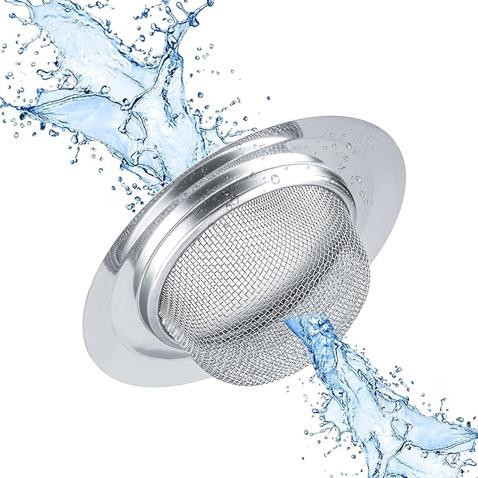 2Pcs Kitchen Sink Strainer, Stainless Steel Mesh Sink Drain Cover, Large Wide Rim 4.5" Diameter Sink Drain Strainer Basket Catcher