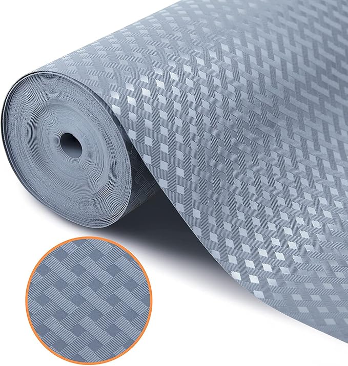 Shelf Liners for Kitchen Cabinets Non Adhesive Drawer Liner EVA Material Cupboard Mat Waterproof Refrigerator Mats Washable Fridge Liner for Cupboard and Desks Shelf Liner 23.6 x 236.2 Inches