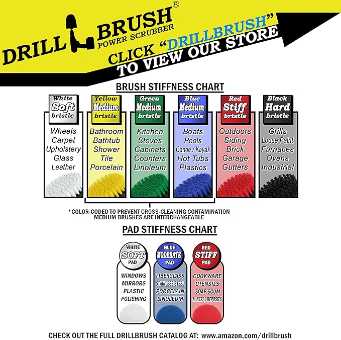 Drillbrush Stainless Steel Cleaning Brush Set, 21-Piece with Blue Medium Bristles, Edge & Cone Brush, Extension, Pads for Pool, Boat, Fish Tank, Aquarium