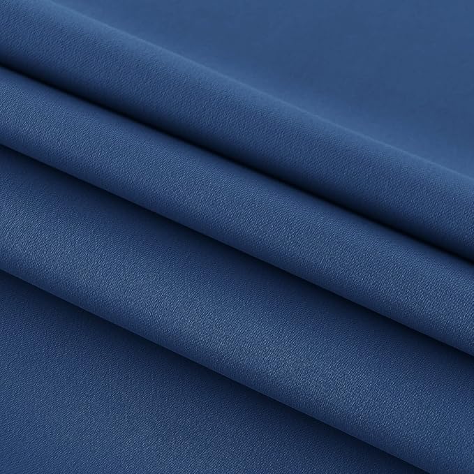 DWCN French Door Curtains – Rod Pocket Thermal Blackout Curtain for Doors with Glass Window, Kitchen and Patio Doors for Privacy, 36 X 72 Inches Long, 1 Curtain Panel with Tieback, Classic Blue