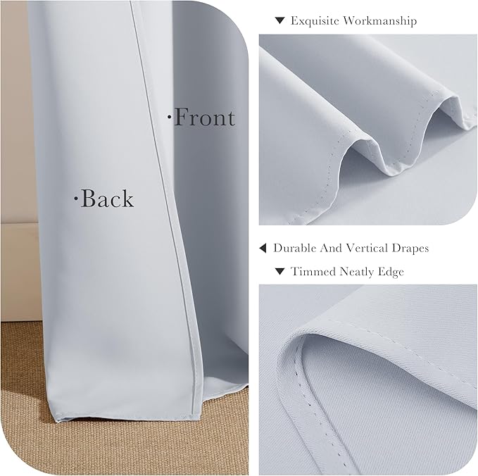 PONY DANCE Room Darkening White Curtains - Energy Efficient Small Window Curtains for Kids Nursery/Dining Room/Bathroom, W 34 x L 24 inch per Panel, Grayish White, Set of 2 Panels