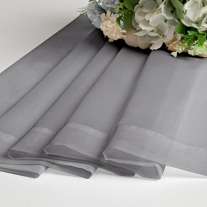 Chyhomenyc Charcoal Grey Sheer Curtains 30 inch Length 2 Panels, Light Filtering Voile Rod Pocket Short Window Curtians for Bathroom Living Room Farmhouse Small Windows, 42Wx30L inches