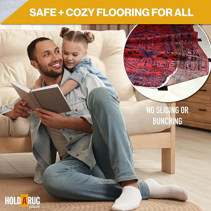Hold-a-Rug Plush 3' x 14' Nonskid, Nonslip Rug Pad, Reversible Gripper, ¼ Thick, Safe for All Floors and Carpet, Keep Area Rugs Secure