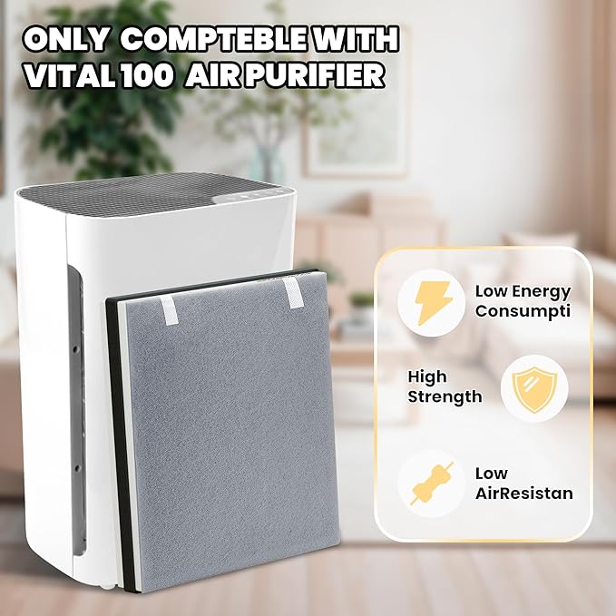 Improvedhand Vital 100 Filter Compatible with LEVOIT Air Purifier, 3-in-1 Pre, Activated Carbon Filtration System, Replace Part # Vital 100-RF - 4 Pack