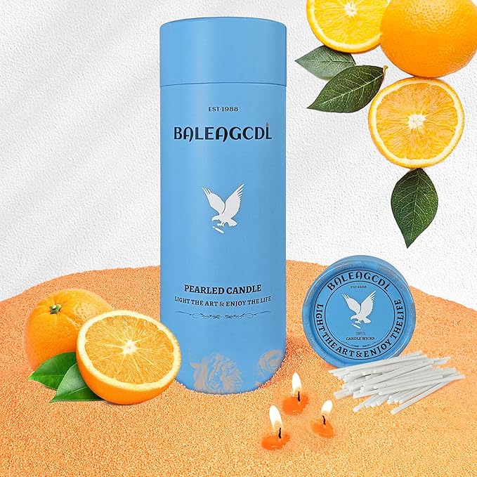 Orange Scented Pearled Candle 18oz Luxury Sand Candle Granulated Wax - 30 Cotton Wicks - Wax for Candle Making Decorative Candles Smooth and Clean Burning Lasts up to 120 Hours