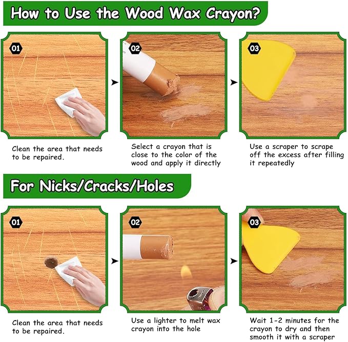Furniture Markers Touch Up, 20 Colors Wood Filler Sticks, Wood Wax Crayons for Repairing Scratches, Scuffs, Cracks, Holes on Furniture, Floors, Cabinets, Tables, and Doors - Colorful Series