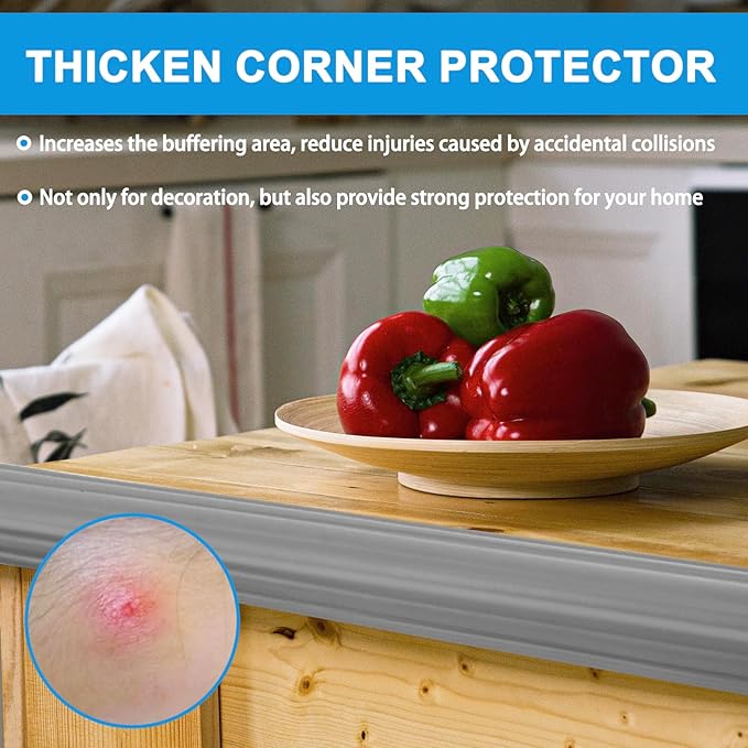 Wall Corner Protector Peel and Stick Corner Trim Molding Flexible Inside & Outside Wall Edge Guard Self Adhesive Moulding Trim for Edge Use, Gray, 1.6” W x 20’ L