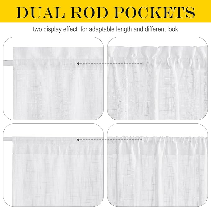 NICETOWN Sidelight French Door Panel, Linen Textured Look Translucent Privacy Side Light Sheer Front Door Curtain Including Tieback, 30 inches Wide x 72 inches Long, White