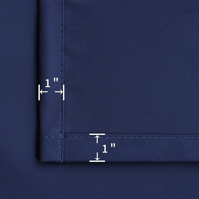 BGment Rod Pocket Blackout Curtains for Short Window - Thermal Insulated 52 Inches Width Room Darkening Curtain Drapes for Bedroom Kitchen, 52 x 45 Inch, 2 Panels, Navy Blue