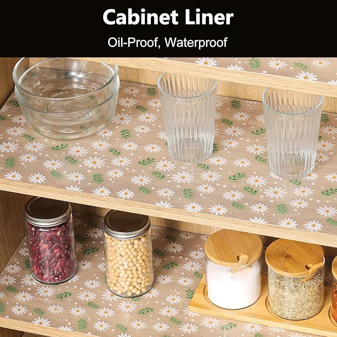 INNOLITES Shelf Liner – Cabinet & Drawer Liner Non-Adhesive – Waterproof Oil-Proof – Durable EVA with Floral for Kitchen Cabinets Refrigerator – BPA-Free, Easy to Cut 17.7" x 78.7"