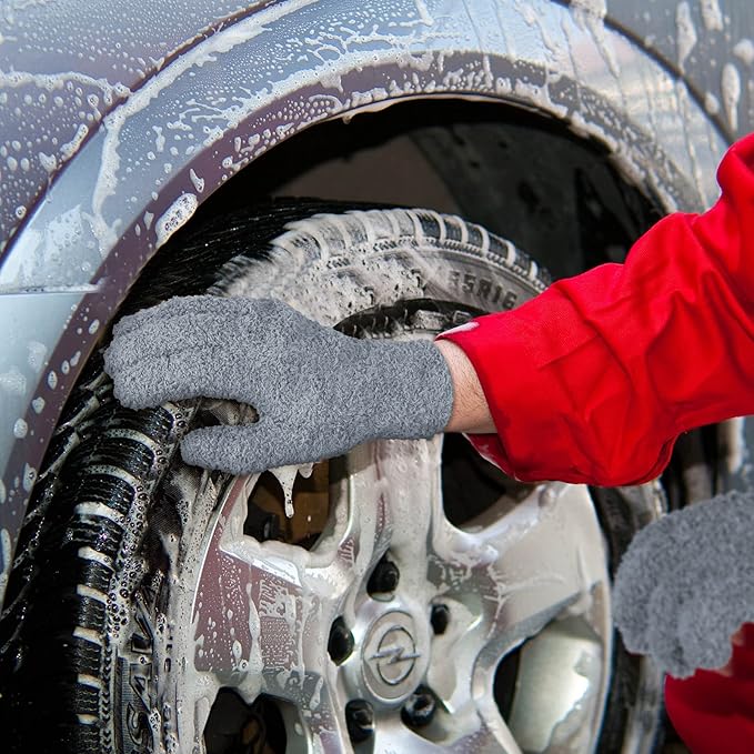 Bencailor 4 Pairs Microfiber Dusting Gloves Washable Reusable Cleaning Gloves Mittens for Plants House Cleaning Car Blinds