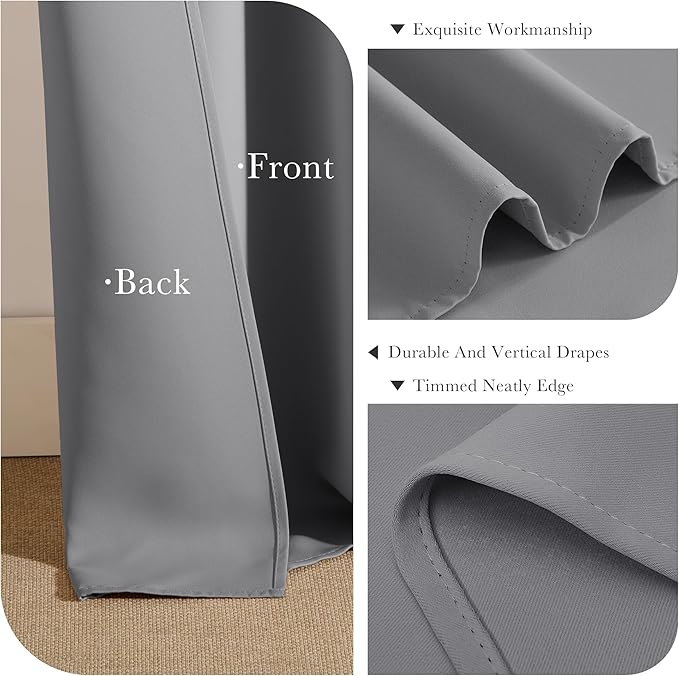 PONY DANCE Curtains 54 inch Length - Half Window Decor Blackout Window Shades for Kitchen, Short Curtains for Cafe/Bathroom, 42 by 54 inch, Set of 2
