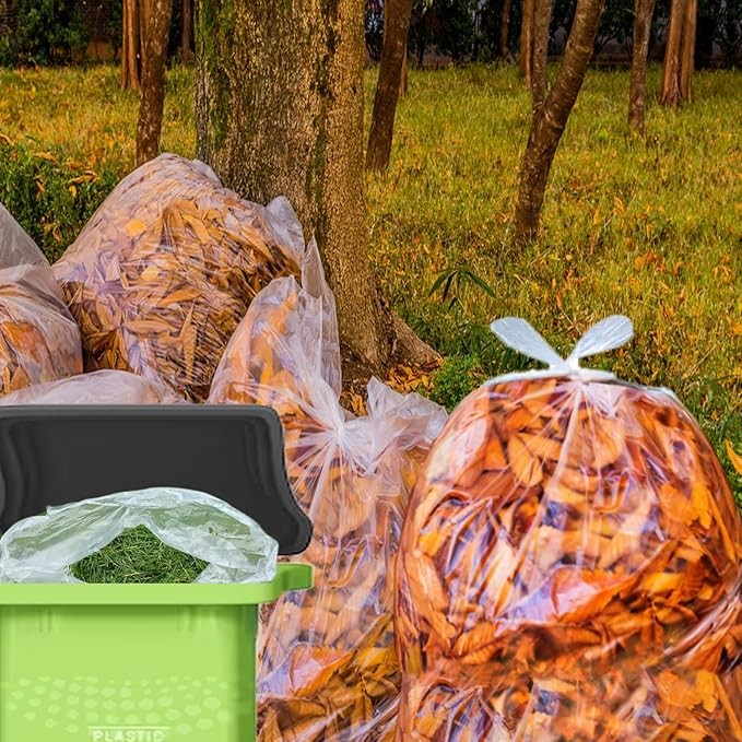 40-45 Gallon Lawn & Leaf Trash Bags, 125 Count Bulk, Heavy Duty Clear Plastic Recycling Bags, Multi-purpose Garbage Bags for Home Commercial, Outdoor, Construction, Industrial