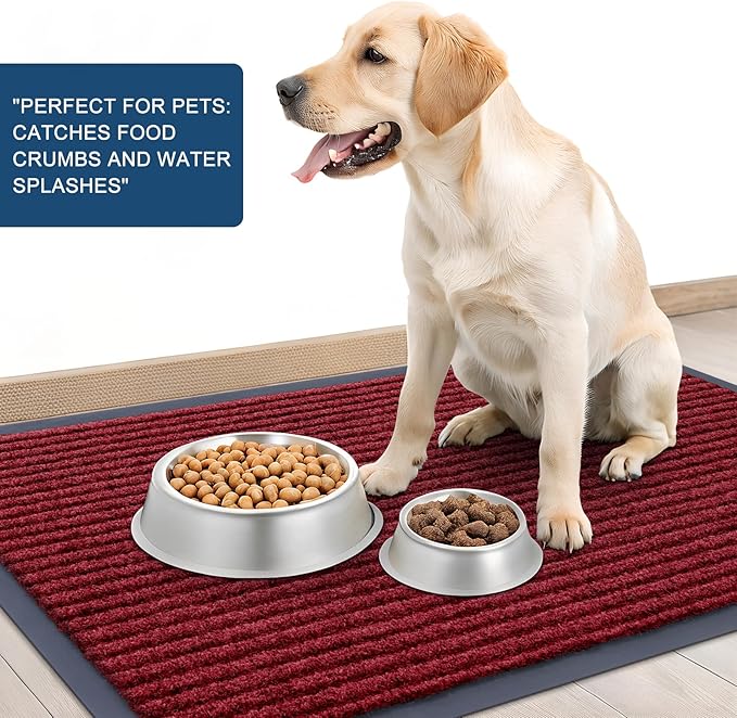 OLANLY Front Door Mat Indoor Outdoor Entrance, Waterproof Heavy Duty Doormat, Fade Resistant, Low Profile, Easy Clean Patio Porch Welcome Floor Mats for Entry, 33x21, Wine Red