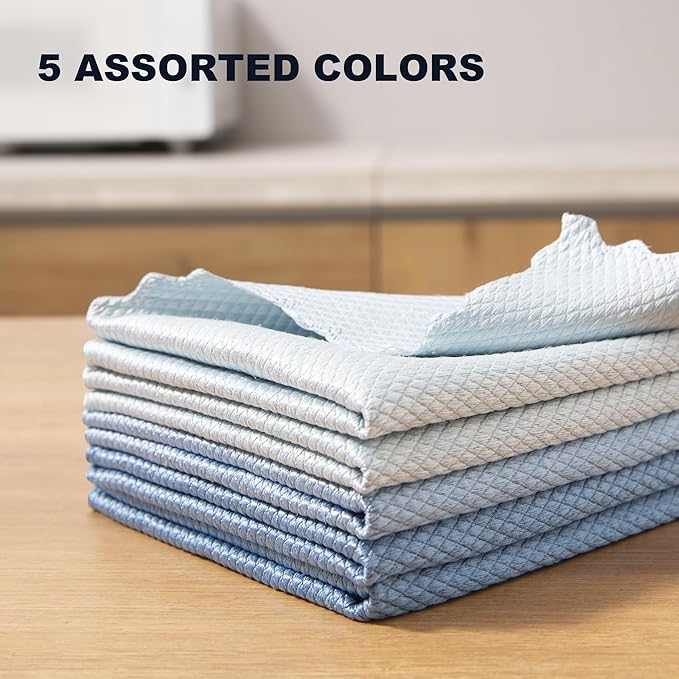 JOYMOOP Fish Scale Streak Free Magic Glass Window Cleaning Cloth, Microfiber Cleaning Cloth, Reusable Absorbent Shiny Wipes, Microfiber Towels, Lint Free Dish Drying Polishing Towels, 5 pcs