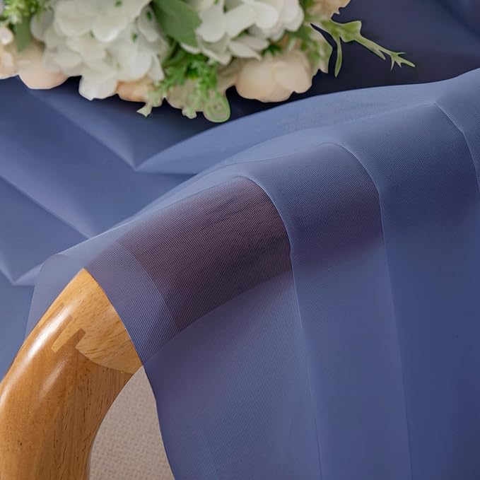 Chyhomenyc Royal Blue Sheer Curtains, 84 Inch Long 2 Panel Set, Rod Pocket Voile Drapes for Living Room, Bedroom - 2PCS, Each 42 W x 84 L