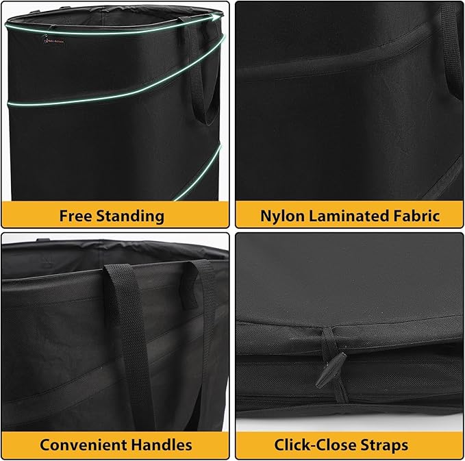 YUDI & GARDEN 19 Gallon Square Collapsible Yard Waste Bin｜Collapsible Trash Can｜Camping Trash Can, for Collecting Weeds or Yard and Party Waste