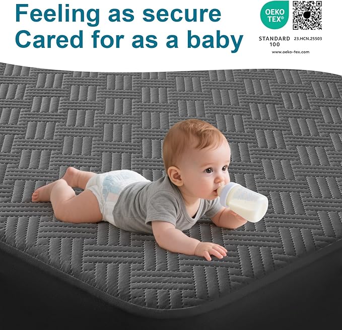 Waterproof Mattress Protector California King Size - Breathable, Noiseless, Ultra-Soft Bed Cover, Mattress Pad Cover with Deep Stretchable Pockets 8"-21" (Gray)