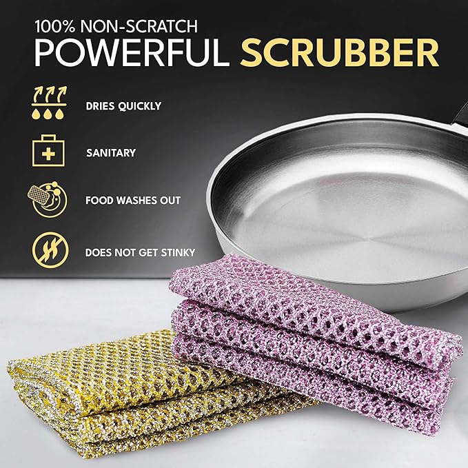 The Crown Choice Heavy Duty Non-Scratch Dish Scrubbers for Cleaning Dishes & Pots (6Pcs) - Replace Kitchen Sponges for Dishwashing with Our Scouring Pads - Try Our Alternative Dish Washing Scrub