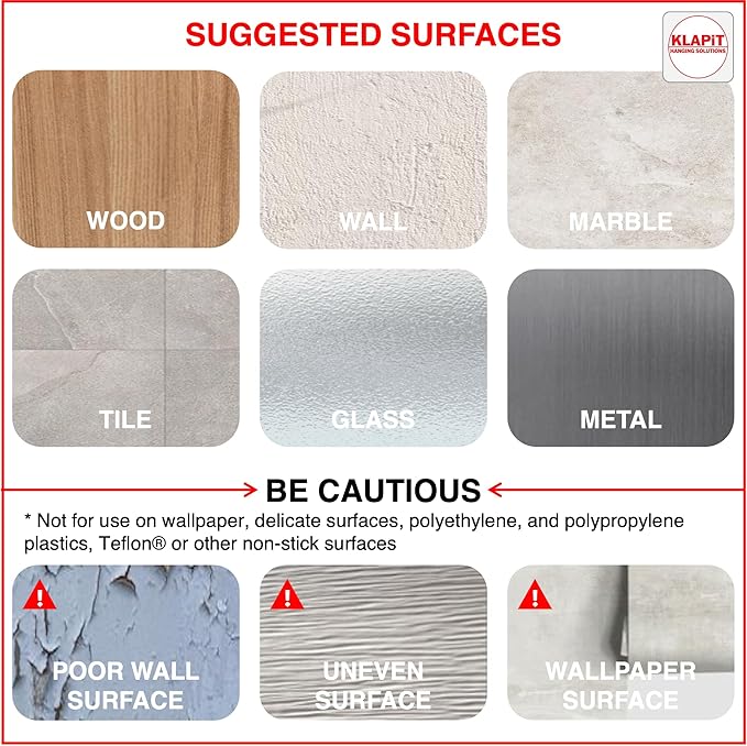 KLAPiT Super Hook - Heavy-Duty Adhesive Clear Wall Hooks, Holds Up to 11 lbs, Waterproof, No Damage, Easy Install on Tile, Wood, Stone, Glass & Metal - Made of Steel (Clear, 16pc)