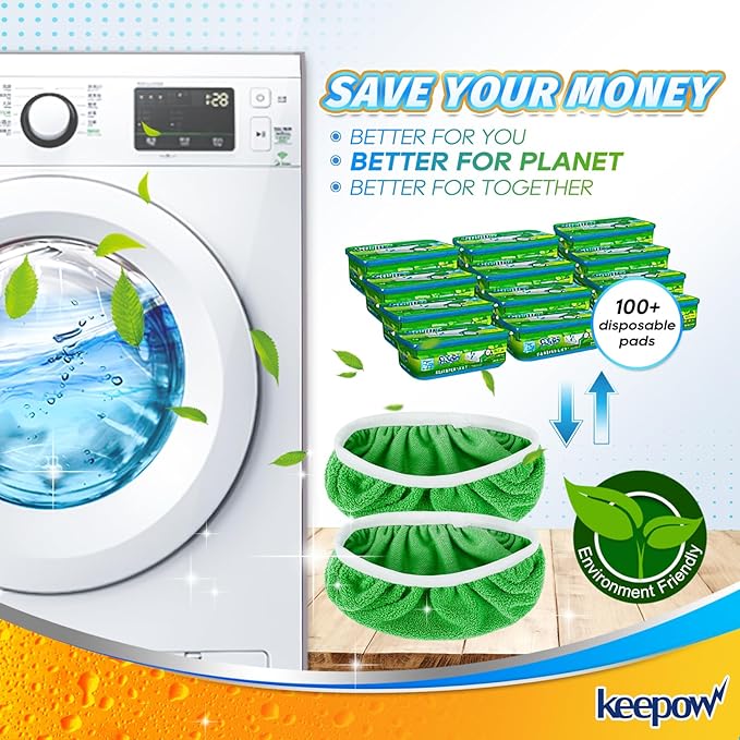KEEPOW Reusable Wet Pads Refills Compatible with Swiffer Sweeper Mop, Dry Sweeping Cloths, Microfiber Wet Mopping Cloths for Hardwood Floor Cleaning, 4 Pack (Mop is Not Included)