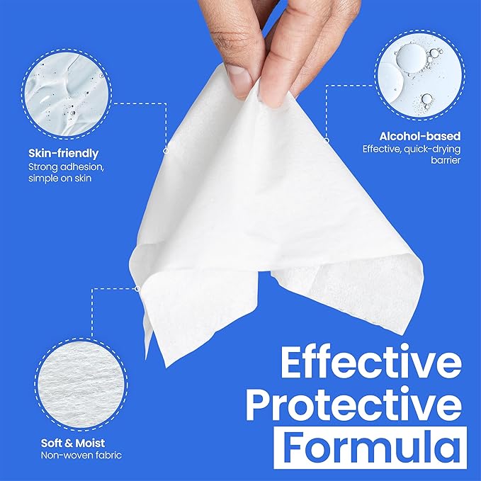 Safe n' Simple Skin Barrier Wipe with Alcohol - 50 Individually Packaged Wipes 2"x2" - Ostomy Sterile Skin Prep Pads - Skin Barrier Film Wipes for Ostomy - Alcohol Stoma Barrier Prep Pads