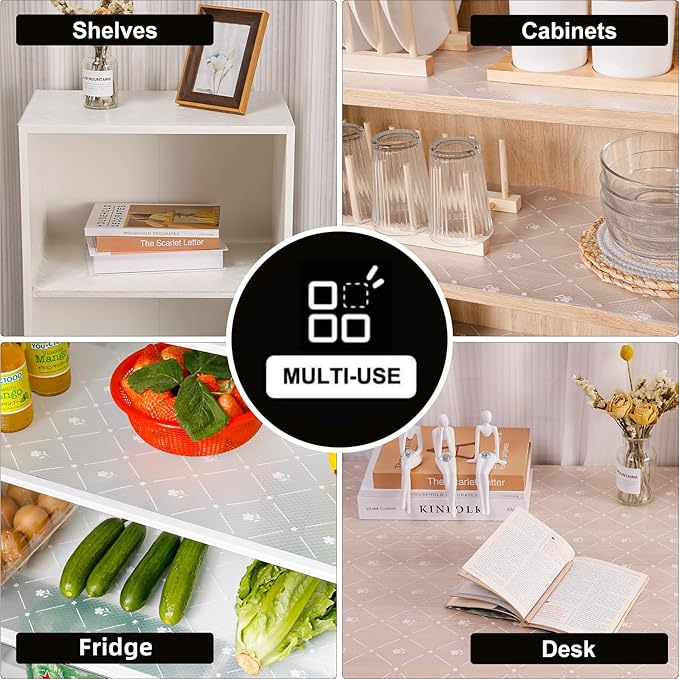INNOLITES Shelf Liner for Kitchen Cabinets Non-Adhesive Drawer & Cabinet Liner Washable Oil-Proof Easy to Cut for Cupboard Shelves Storage Dresse Desks 17.7" x 78.7"