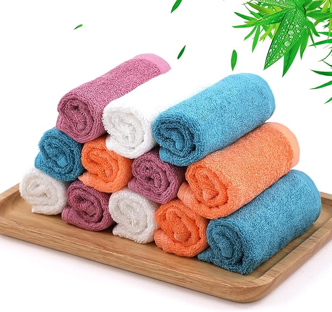 JEFFSUN Dish Cloths 12 Pack, 10x14 inch Small Kitchen Washcloths, Lint Free Fast Dry Reusable Cleaning Cloth, Ultra Soft & Scratch Free Terry Dish Rag, Easy to Rinse Multicolor Dishcloths
