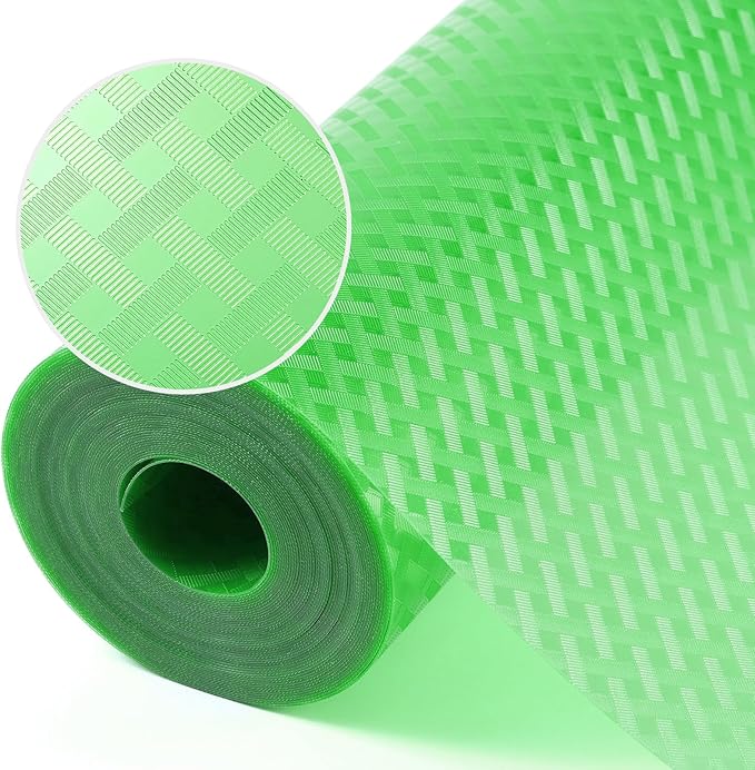 Green Fridge Liner Shelf Liners for Kitchen Cabinet Refrigerator Liners Waterproof & Oil-Proof Kitchen Cupboard Liner Non Adhesive Drawer Mats EVA Material for Shelves 17.5 x 393.7 Inches