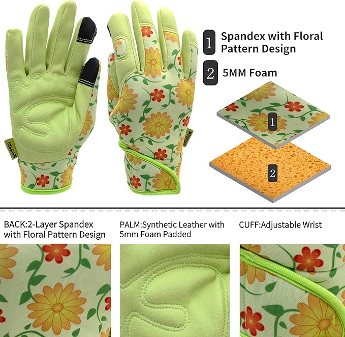 Thorn Proof&Puncture Resistant Gardening Gloves with Grip,Garden Gloves for Women, Leather Work Gloves,Gifts