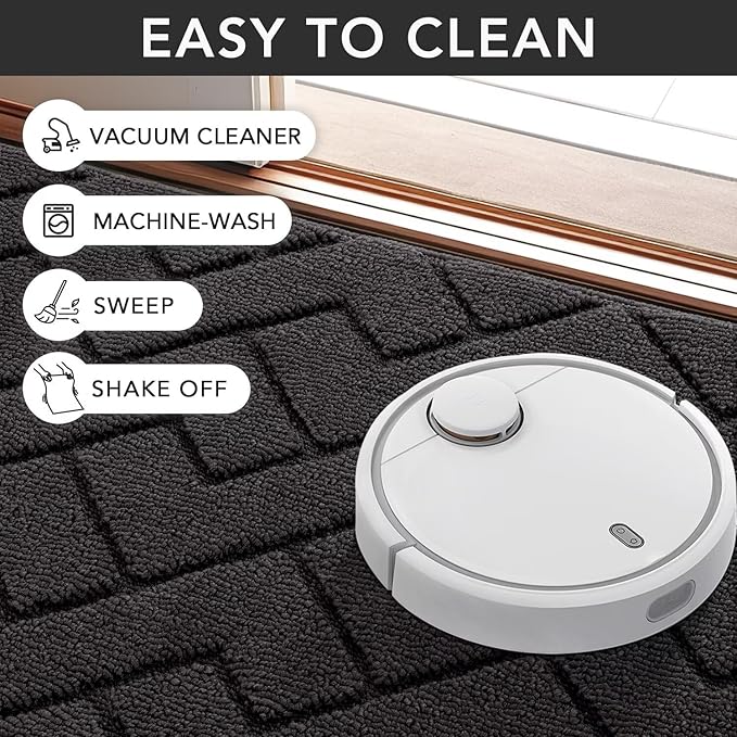 hicorfe Indoor Doormat,Front Back Door Mat Rubber Backing Non Slip Door Mats 20"x59" Absorbent Resist Dirt Entrance Doormat Inside Floor Mats Entryway Washable Low-Profile for Patio,Garden(Charcoal)